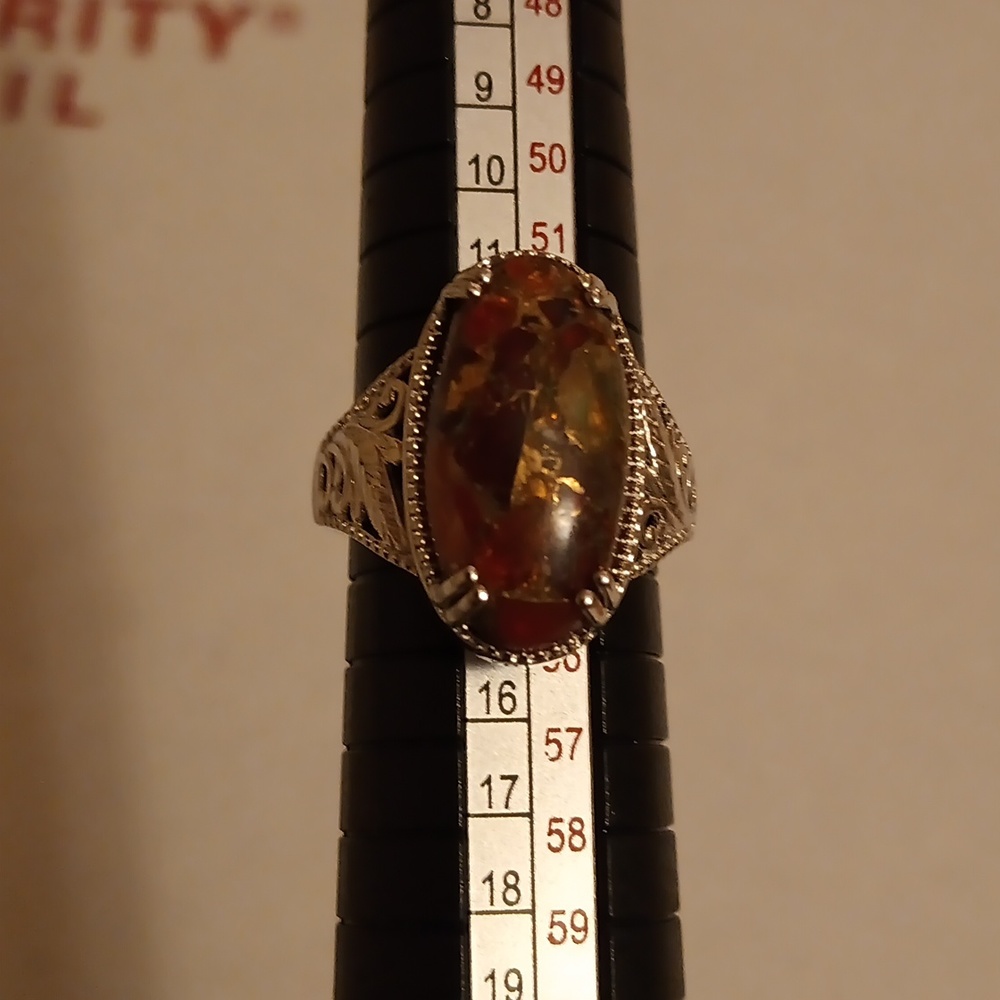 Size 7**Elongated Matrix Fire Opal Ring - Picture 6 of 13